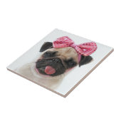 Pug met roze romp tegeltje (Zijkant)