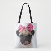 Pug met roze romp tote bag (Voorkant)