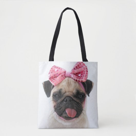 Pug met roze romp tote bag (Voorkant)