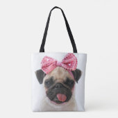 Pug met roze romp tote bag (Achterkant)