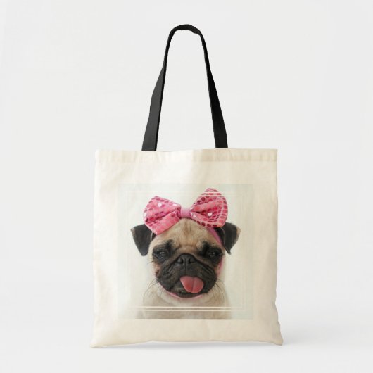 Pug met roze romp tote bag (Voorkant)