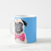 Pug met roze strik koffiemok (Voorkant links)