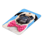 Pug met roze strik magneet (Linkerzijde)