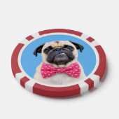 Pug met roze strik poker chips (Enkel)
