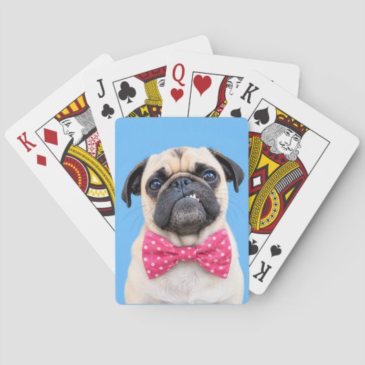 Pug met roze strik pokerkaarten (Achterkant)