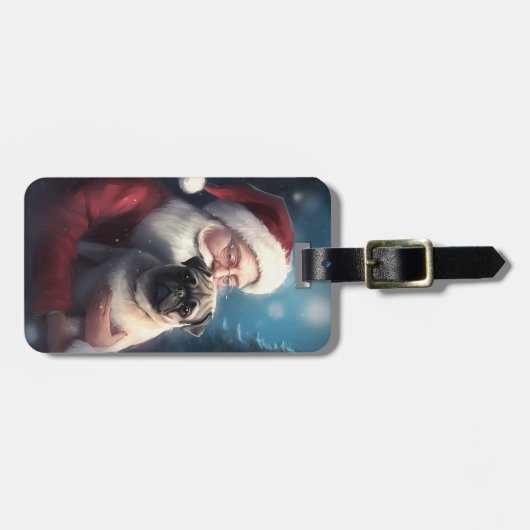 Pug met Sinterklaas Feestelijke Kerstmis Bagagelabel (Voorkant horizontaal)