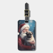 Pug met Sinterklaas Feestelijke Kerstmis Bagagelabel (Voorkant verticaal)