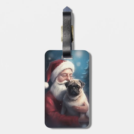 Pug met Sinterklaas Feestelijke Kerstmis Bagagelabel (Achterkant verticaal)