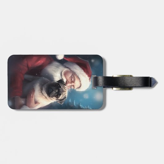 Pug met Sinterklaas Feestelijke Kerstmis Bagagelabel (Achterkant horizontaal)