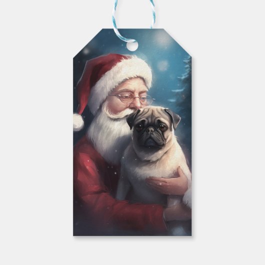 Pug met Sinterklaas Feestelijke Kerstmis Cadeaulabel (Achterkant)