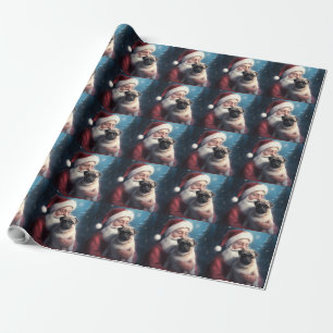 Pug met Sinterklaas Feestelijke Kerstmis Cadeaupapier