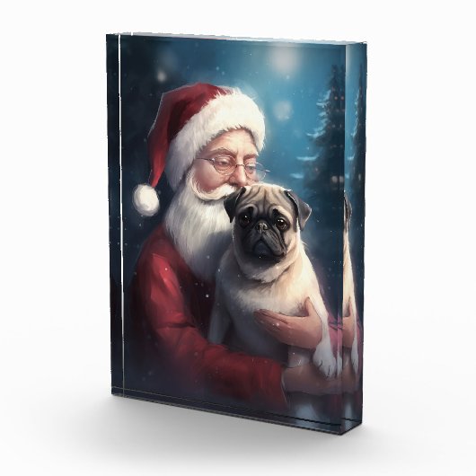 Pug met Sinterklaas Feestelijke Kerstmis Fotoblokken (Rechts)