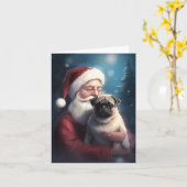 Pug met Sinterklaas Feestelijke Kerstmis Kaart (Gele Bloem)