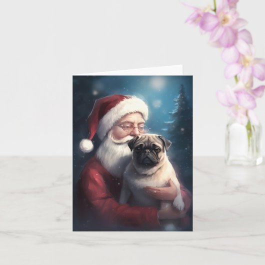 Pug met Sinterklaas Feestelijke Kerstmis Kaart (Orchidee)