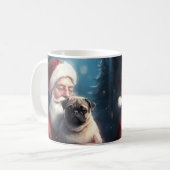Pug met Sinterklaas Feestelijke Kerstmis Koffiemok (Voorkant links)