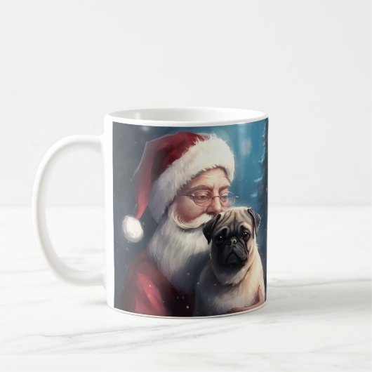 Pug met Sinterklaas Feestelijke Kerstmis Koffiemok (Links)