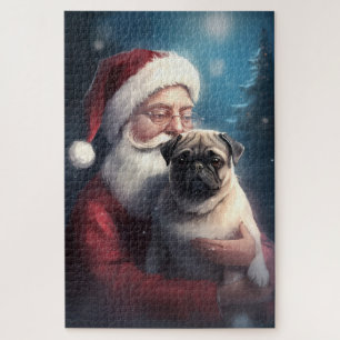 Pug met Sinterklaas Feestelijke Kerstmis Legpuzzel