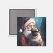 Pug met Sinterklaas Feestelijke Kerstmis Magneet (Voorkant / Achterkant)