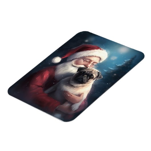 Pug met Sinterklaas Feestelijke Kerstmis Magneet (Linkerzijde)