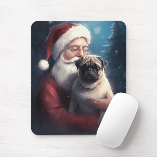 Pug met Sinterklaas Feestelijke Kerstmis Muismat (Met muis)