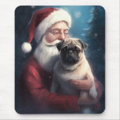 Pug met Sinterklaas Feestelijke Kerstmis Muismat (Voorkant)