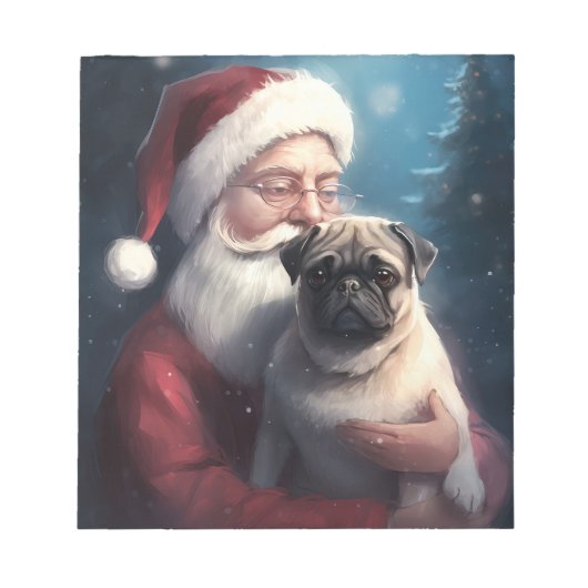 Pug met Sinterklaas Feestelijke Kerstmis Notitieblok (Voorkant)