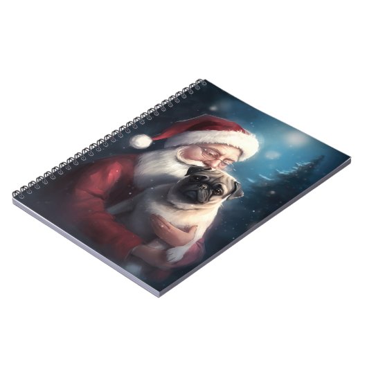 Pug met Sinterklaas Feestelijke Kerstmis Notitieboek (Linkerzijde)