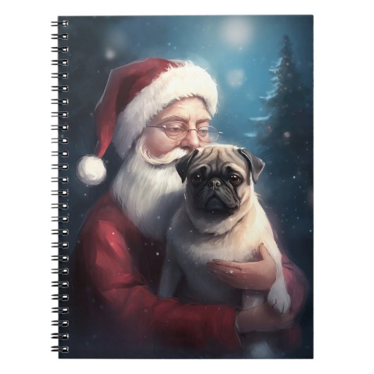 Pug met Sinterklaas Feestelijke Kerstmis Notitieboek (Voorkant)