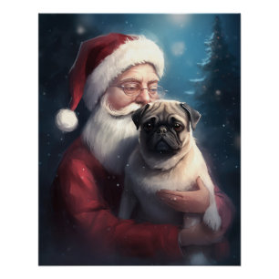 Pug met Sinterklaas Feestelijke Kerstmis Perfect Poster