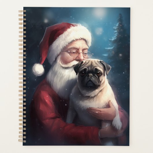Pug met Sinterklaas Feestelijke Kerstmis Planner (Voorkant)