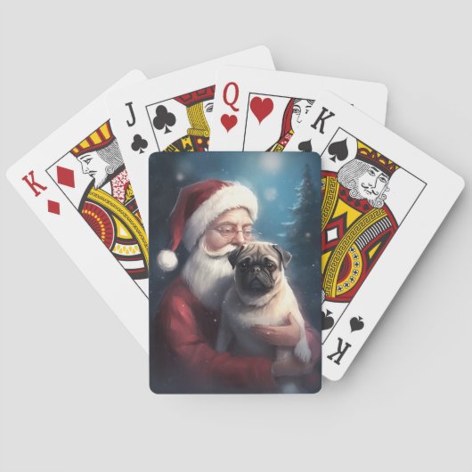Pug met Sinterklaas Feestelijke Kerstmis Pokerkaarten (Achterkant)