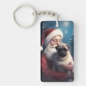 Pug met Sinterklaas Feestelijke Kerstmis Sleutelhanger (Voorkant)