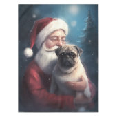 Pug met Sinterklaas Feestelijke Kerstmis Tafelkleed (Voorkant)