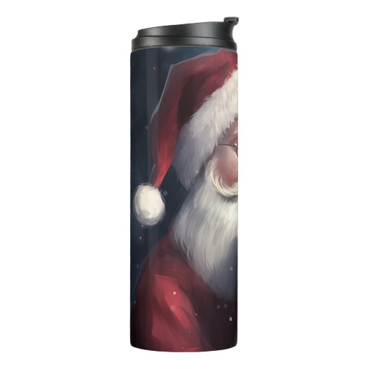 Pug met Sinterklaas Feestelijke Kerstmis Thermosbeker (Gedraaid links)