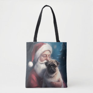 Pug met Sinterklaas Feestelijke Kerstmis Tote Bag