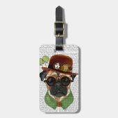 Pug met Steampunk Bowler Pet Bagagelabel (Voorkant verticaal)