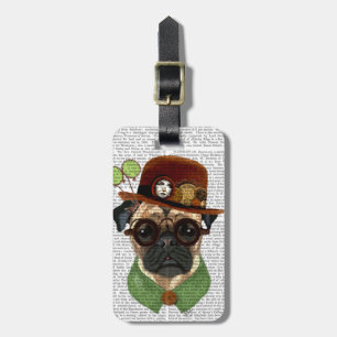 Pug met Steampunk Bowler Pet Bagagelabel