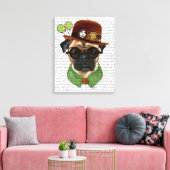 Pug met Steampunk Bowler Pet Canvas Afdruk (Insitu (Woonkamer))