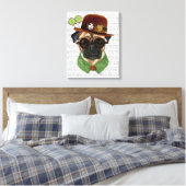Pug met Steampunk Bowler Pet Canvas Afdruk (Insitu (Slaapkamer))