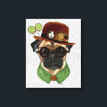 Pug met Steampunk Bowler Pet Canvas Afdruk<br><div class="desc">Gezelschapsdieren</div>