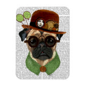 Pug met Steampunk Bowler Pet Magneet (Verticaal)