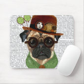 Pug met Steampunk Bowler Pet Muismat (Met muis)