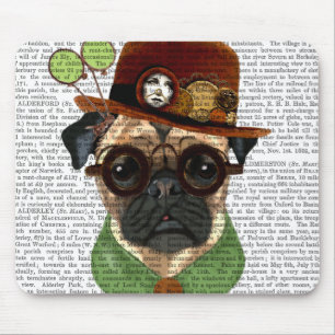 Pug met Steampunk Bowler Pet Muismat