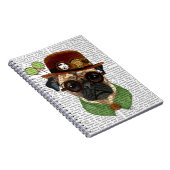 Pug met Steampunk Bowler Pet Notitieboek (Rechterzijde)
