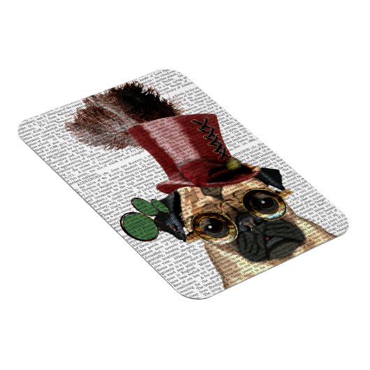 Pug met Steampunk Style Top Hat Magneet (Rechterzijde)