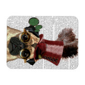 Pug met Steampunk Style Top Hat Magneet (Horizontaal)