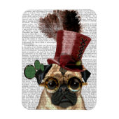 Pug met Steampunk Style Top Hat Magneet (Verticaal)