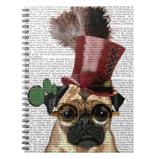 Pug met Steampunk Style Top Hat Notitieboek (Voorkant)
