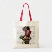 Pug met Steampunk Style Top Hat Tote Bag (Voorkant)