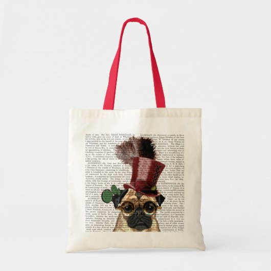 Pug met Steampunk Style Top Hat Tote Bag (Voorkant)